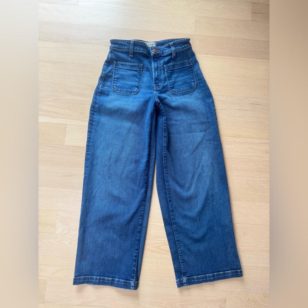 Madewell Curvy Emmett Wide-Leg Patch Pocket Jeans High Rise Size 27 Petite - Picture 4 of 9